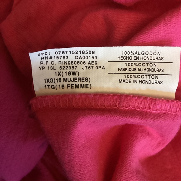 Women’s Hanes JMS Just My Size Flower Sparkly Short Sleeve Tee Shirt 1X - Picture 5 of 6